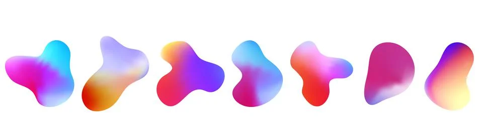 Gradient abstract fluid shapes. Set isolated liquid elements for holographic Illustrazione stock