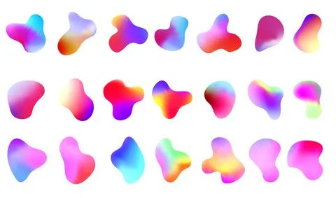Gradient abstract fluid shapes. Set isolated liquid elements for holographic Stock Illustration