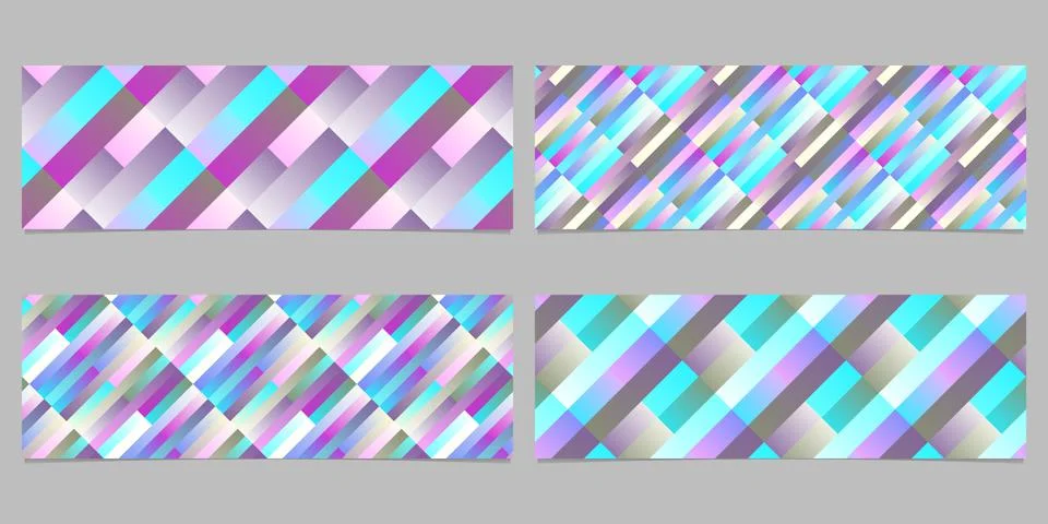 Gradient abstract geometrical stripe pattern banner template set Stock Illustration