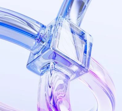 Gradient abstract glass 3d background. Crystal holographic transparent cube Stock Illustration