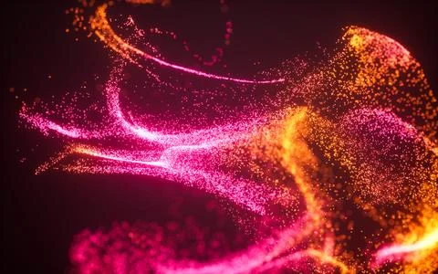 Gradient abstract glowing particles, 3d rendering. Stock Illustration