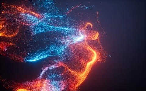 Gradient abstract glowing particles, 3d rendering. Stock Illustration