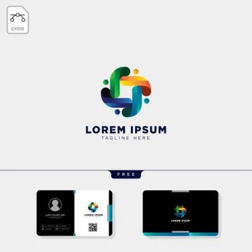 Gradient abstract logo template and free business card design Stock Illustration