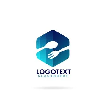 Gradient abstract logo.colorful,modern spoon and fork.vector illustration Stock Illustration