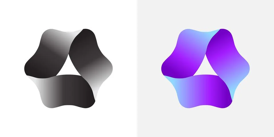 Gradient Abstract Loop Shapes In Black And Color Stock Illustration