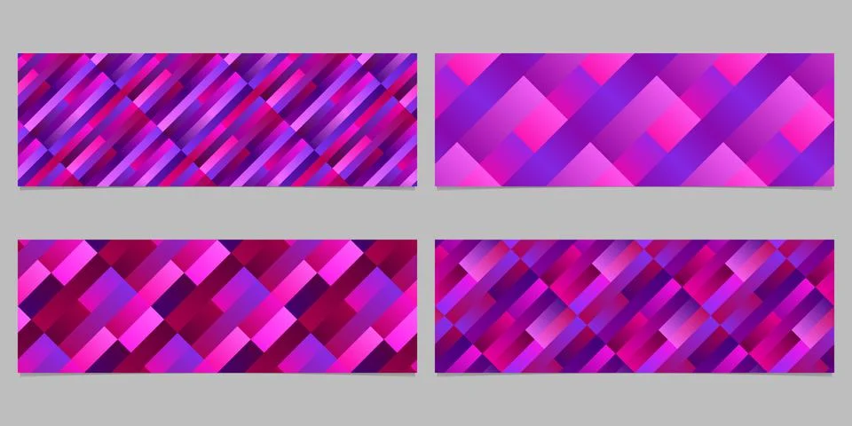 Gradient abstract rectangle pattern banner template set Stock Illustration