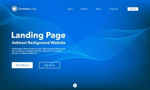 Gradient abstract wave background. Landing Page. Template for websites or a.. Stock Illustration