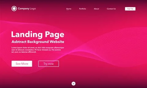 Gradient abstract wave background. Landing Page. Template for websites or a.. Stock Illustration