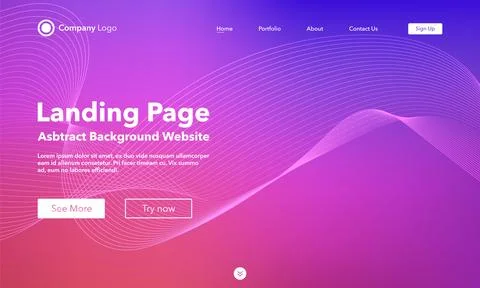 Gradient abstract wave background. Landing Page. Template for websites or a.. Ilustração Stock