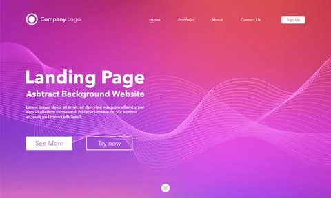 Gradient abstract wave background. Landing Page. Template for websites or a.. Illustrazione stock