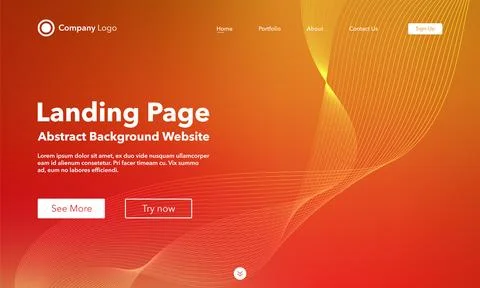 Gradient abstract wave background. Landing Page. Template for websites or a.. Stock Illustration