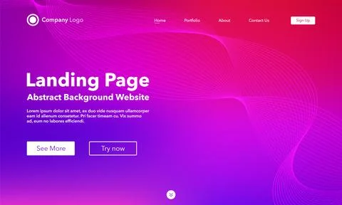 Gradient abstract wave background. Landing Page. Template for websites or a.. Stock Illustration