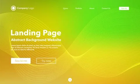 Gradient abstract wave background. Landing Page. Template for websites or a.. Stock Illustration