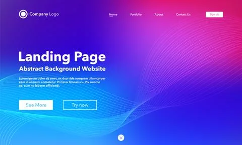 Gradient abstract wave background. Landing Page. Template for websites or a.. Illustrazione stock