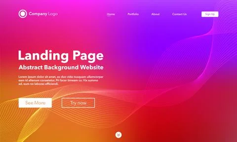 Gradient abstract wave background. Landing Page. Template for websites or a.. Stock Illustration