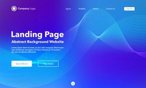 Gradient abstract wave background. Landing Page. Template for websites or a.. Stock Illustration