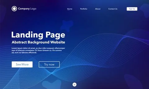 Gradient abstract wave background. Landing Page. Template for websites or app Illustrazione stock