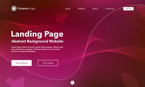 Gradient abstract wave background. Landing Page. Template for websites or app Illustrazione stock