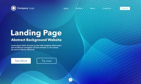 Gradient abstract wave background. Landing Page. Template for websites or app Illustrazione stock