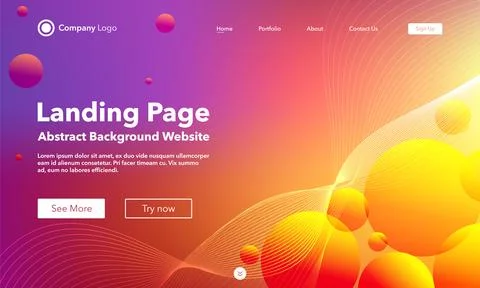 Gradient abstract wave background. Landing Page. Template for websites or a.. Stock Illustration