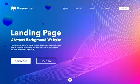 Gradient abstract wave background. Landing Page. Template for websites or app Illustrazione stock