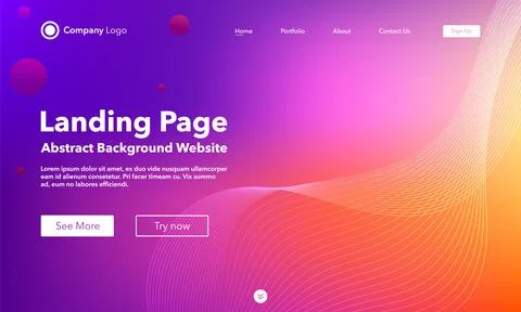 Gradient abstract wave background. Landing Page. Template for websites or app Illustrazione stock