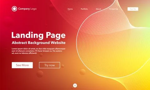 Gradient abstract wave background. Landing Page. Template for websites or a.. Illustration