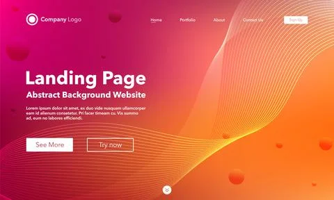Gradient abstract wave background. Landing Page. Template for websites or a.. Stock Illustration