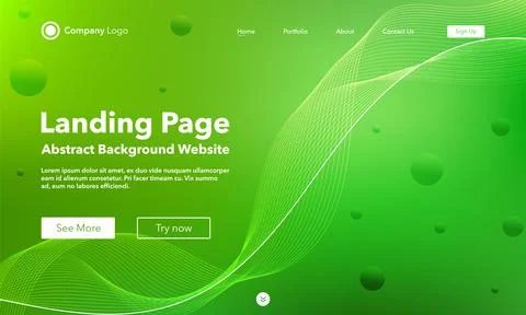 Gradient abstract wave background. Landing Page. Template for websites or app Illustrazione stock