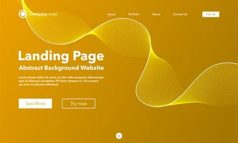 Gradient abstract wave background. Landing Page. Template for websites or app Illustrazione stock