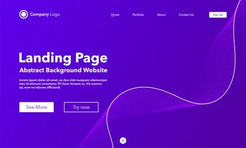 Gradient abstract wave background. Landing Page. Template for websites or app Illustrazione stock