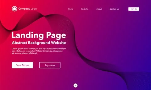 Gradient abstract wave background. Landing Page. Template for websites or a.. Stock Illustration