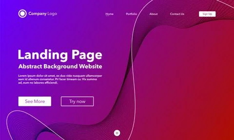 Gradient abstract wave background. Landing Page. Template for websites or a.. Illustrazione stock