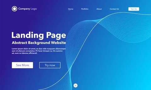 Gradient abstract wave background. Landing Page. Template for websites or a.. Ilustração Stock