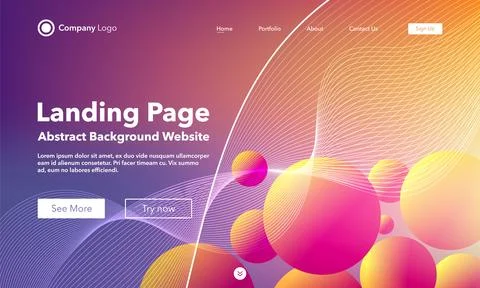Gradient abstract wave background. Landing Page. Template for websites with.. Stock Illustration