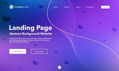 Gradient abstract wave background. Landing Page. Template for websites with.. Illustrazione stock