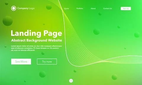 Gradient abstract wave background. Landing Page. Template for websites or app Illustrazione stock