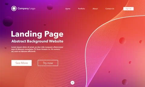 Gradient abstract wave background. Landing Page. Template for websites or app Illustrazione stock