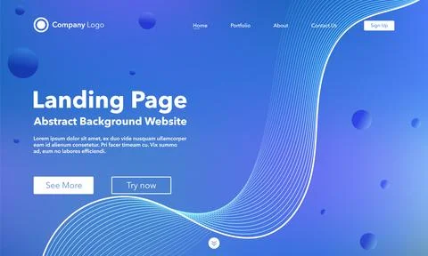 Gradient abstract wave background. Landing Page. Template for websites or app Illustrazione stock