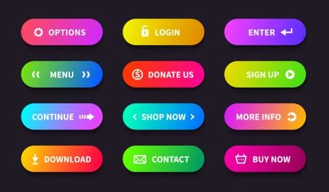 Gradient action button. Shop download banner, flat oval interface, web ui Stock Illustration