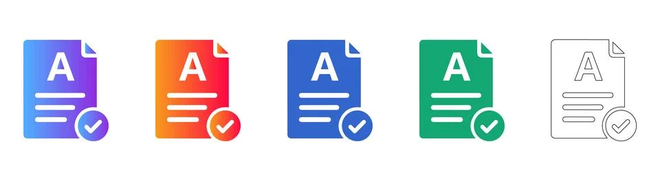 Gradient Approved Document Task Icon Set イラスト素材
