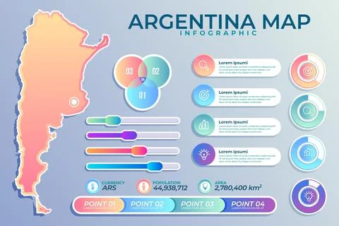 Gradient argentina map infographic Stock Illustration