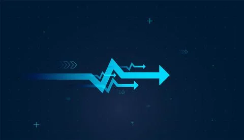 A gradient arrows suggests accelerating performance moving forward of finan.. Stock Illustration