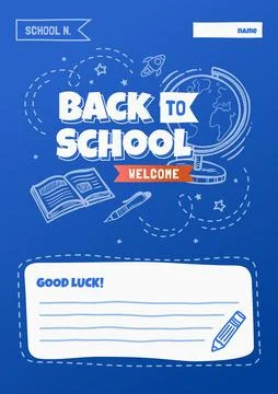 Gradient back to school card template Stock Illustration