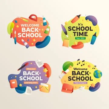 Gradient back to school labels collection Stock Illustration