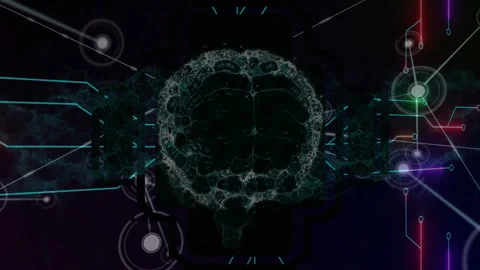 Gradient backdrop rising filament forming neural mesh while colored lines Stock Footage 309721594