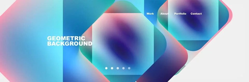 Gradient background with azure rectangles and aqua circles in perfect symmetry Stock Illustration