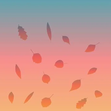 Gradient background. Falling neon leaves. A new direction for your design. Wh Stock Illustration