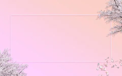 Gradient background with sakura petals and frame in the center with plenty of Stock Illustration