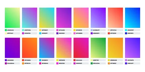 Gradient background set. Multicolor abstract gradient samples, holographic color Stock Illustration